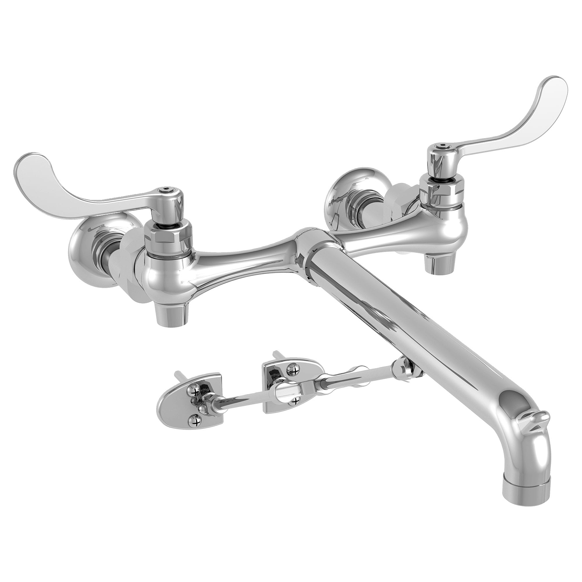 Bottom Brace Wall-Mount Service Sink Faucet With 12-Inch Spout and Offset Shanks